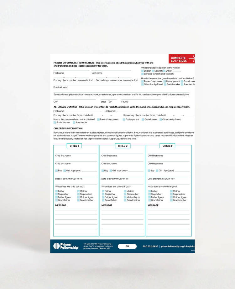 Angel Tree Application Form