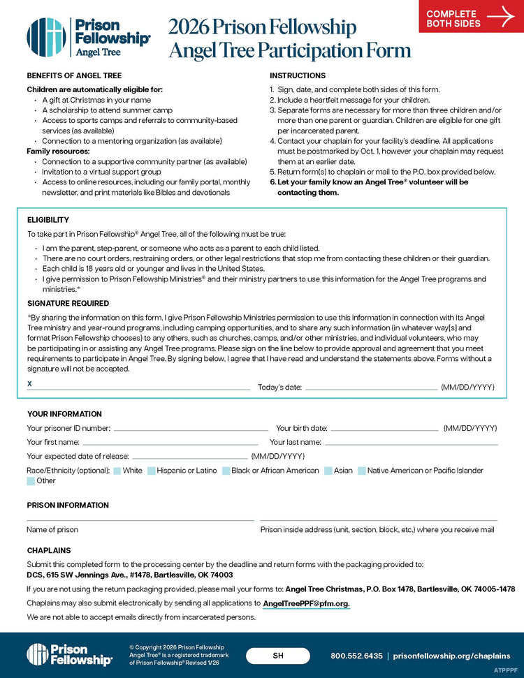 Angel Tree Application Form